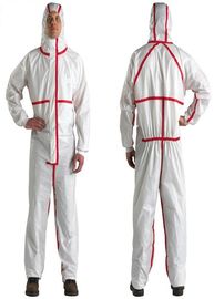 White Color Disposable Protective Clothing Disposable Boilersuits With Red Stripe